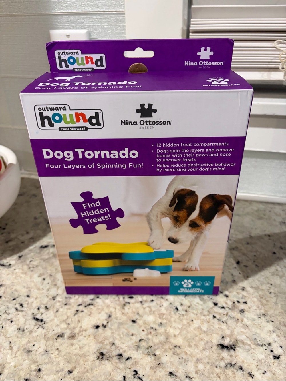 Outward Hound Interactive Dog Tornado Puzzle Toy - Purple/Yellow/Blue